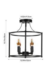 Living and Home Black Cage Metal Ceiling Light - thumbnail 5