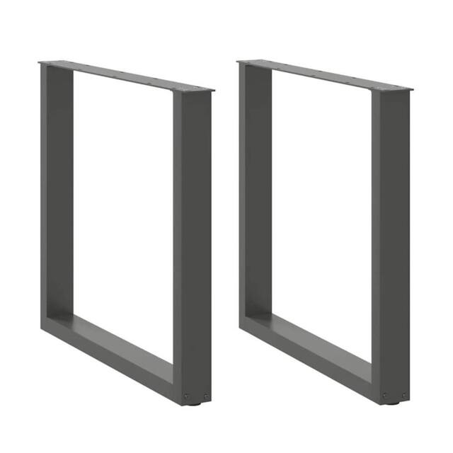 Berkfield Home Coffee Table Legs U-Shaped 2 pcs Anthracite 90x(72-73) cm Steel in Charcoal - image 1