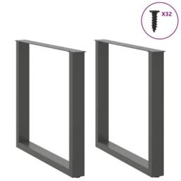 Berkfield Home Coffee Table Legs U-Shaped 2 pcs Anthracite 90x(72-73) cm Steel in Charcoal - thumbnail 3