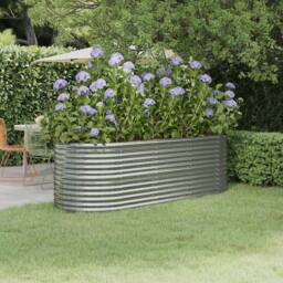 Berkfield Home Garden Raised Bed Powder-coated Steel 224x80x68 cm Silver - Size: 224 x 80 x 68 cm - thumbnail 2