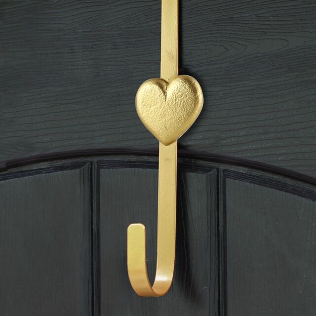 Dibor Brushed Gold Heart Over Door Christmas Decoration Wreath Hanger Hook - image 1