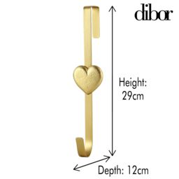 Dibor Brushed Gold Heart Over Door Christmas Decoration Wreath Hanger Hook - thumbnail 3