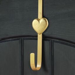 Dibor Brushed Gold Heart Over Door Christmas Decoration Wreath Hanger Hook - thumbnail 1