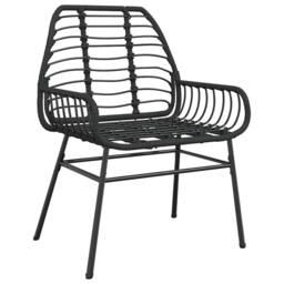 Berkfield Home Beautiful 5 Piece Garden Dining Set Black Poly Rattan Glass - thumbnail 4
