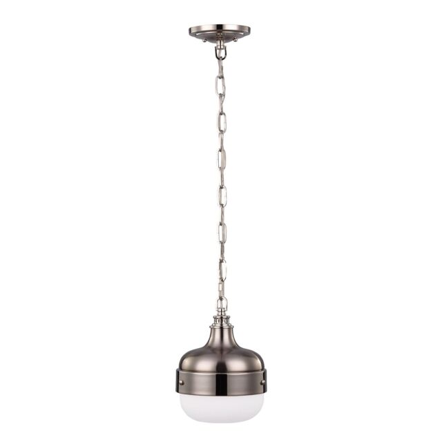 Loops 1 Bulb Ceiling Pendant Light Polished Nickel Finish Brushed Steel LED E27 75W in Metallics