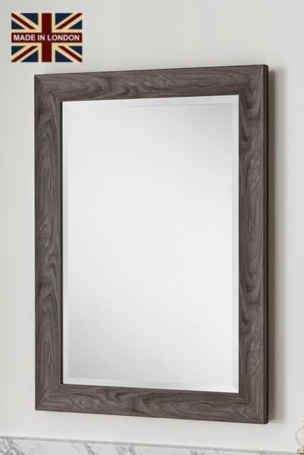Yearn Mirrors Rustic Grey Wood Effect Scooped Framed Mirror 117x91.5cm in Pale Green - Size: 117x91.5 cm - image 1