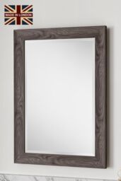 Yearn Mirrors Rustic Grey Wood Effect Scooped Framed Mirror 117x91.5cm in Pale Green - Size: 117x91.5 cm - thumbnail 1