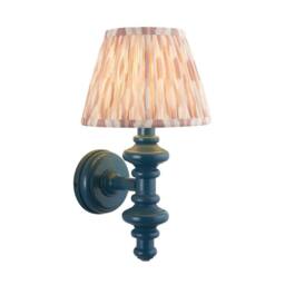 Netlighting Carnaby Blue Wall Light Fabric Ikat Shade 20cm B22 - thumbnail 1