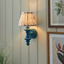 Netlighting Carnaby Blue Wall Light Fabric Ikat Shade 20cm B22 - thumbnail 2
