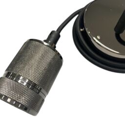 CGC Lighting 'Sydney' Black Knurled Single Band 1.5m adjustable E27 Ceiling Pendant & Matching ceiling Rose - thumbnail 5