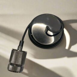 CGC Lighting 'Sydney' Black Knurled Single Band 1.5m adjustable E27 Ceiling Pendant & Matching ceiling Rose