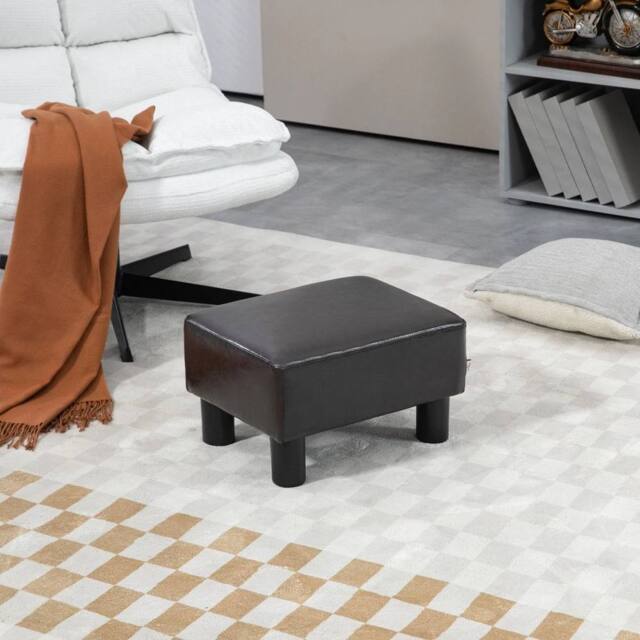 EONLION Leather Footstool Ottoman Cube in Brown - Size: 100 cm - image 1