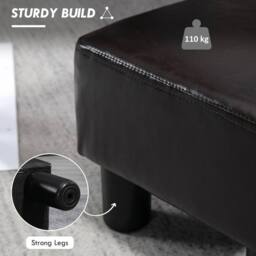 EONLION Leather Footstool Ottoman Cube in Brown - Size: 100 cm - thumbnail 5