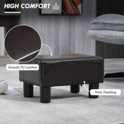 EONLION Leather Footstool Ottoman Cube in Brown - Size: 100 cm - thumbnail 4