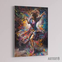 "Artery8 Woman Dancing To Dynamic Music Canvas Wall Art Print - Size: W18"" x H24""" - thumbnail 2