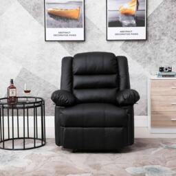 LUXURY LIFE Loxley Leather Recliner Armchair in Black - thumbnail 2