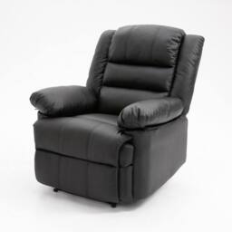 LUXURY LIFE Loxley Leather Recliner Armchair in Black - thumbnail 6