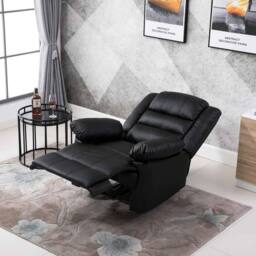 LUXURY LIFE Loxley Leather Recliner Armchair in Black - thumbnail 3