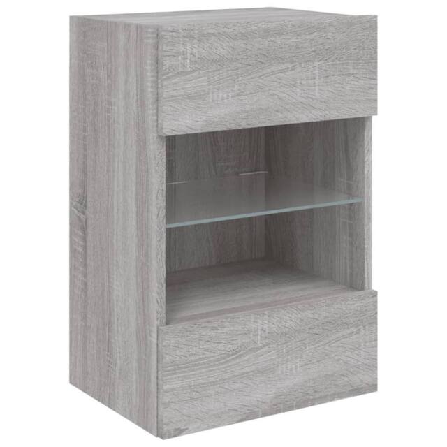 Berkfield Home TV Wall Cabinet with LED Lights Grey Sonoma 40x30x60.5 cm - image 1