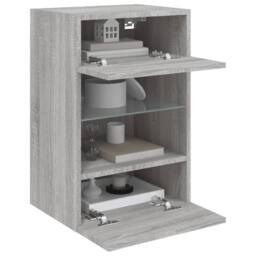 Berkfield Home TV Wall Cabinet with LED Lights Grey Sonoma 40x30x60.5 cm - thumbnail 7