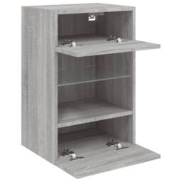 Berkfield Home TV Wall Cabinet with LED Lights Grey Sonoma 40x30x60.5 cm - thumbnail 8