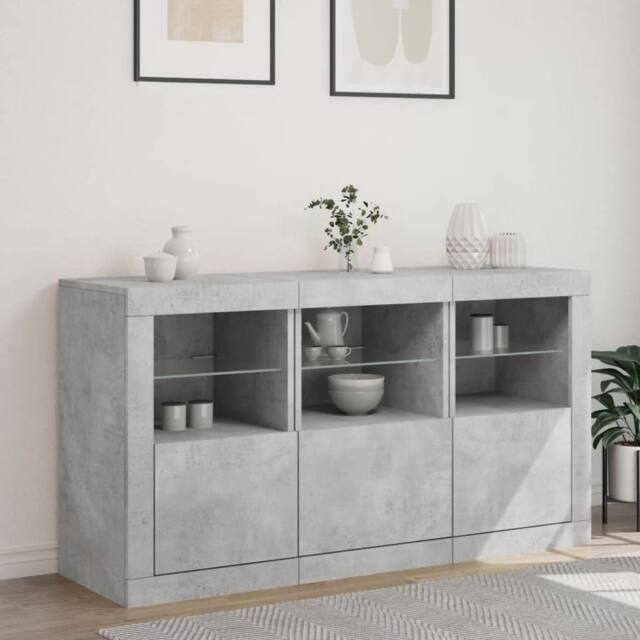 Berkfield Home Sideboard with LED Lights Concrete Grey 123x37x67 cm - Size: 123 x 37 x 67 cm - image 1