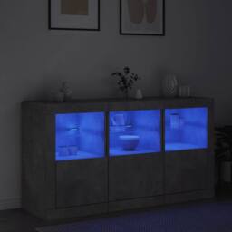 Berkfield Home Sideboard with LED Lights Concrete Grey 123x37x67 cm - Size: 123 x 37 x 67 cm - thumbnail 4