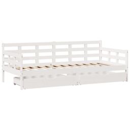 Berkfield Home Daybed with Drawers without Mattress White 90x190 cm Single Solid Wood - thumbnail 3