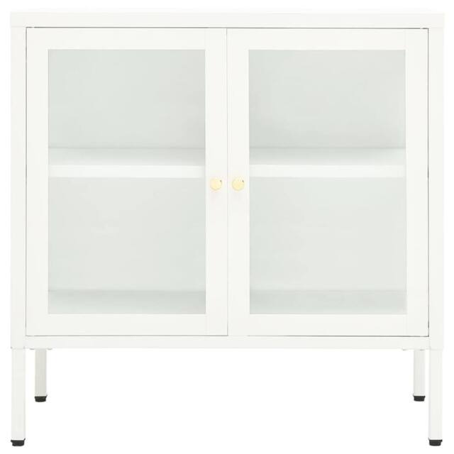 Berkfield Home Sideboard White 70x35x70 cm Steel & Glass - Size: 70 x 35 x 70 cm