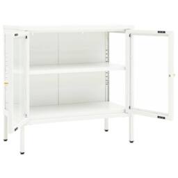 Berkfield Home Sideboard White 70x35x70 cm Steel & Glass - Size: 70 x 35 x 70 cm - thumbnail 6
