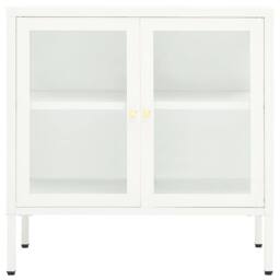 Berkfield Home Sideboard White 70x35x70 cm Steel & Glass - Size: 70 x 35 x 70 cm - thumbnail 1
