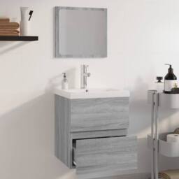 Berkfield Home Full Bathroom Furniture Set Grey Sonoma Engineered Wood - thumbnail 4