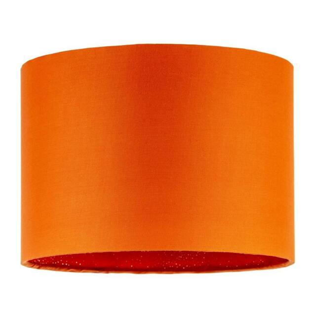Happy Homewares Contemporary Drum Lamp Shade in Vibrant Orange Cotton Blend Fabric - Size: 12 inches - image 1