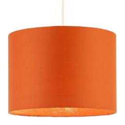 Happy Homewares Contemporary Drum Lamp Shade in Vibrant Orange Cotton Blend Fabric - Size: 12 inches - thumbnail 2