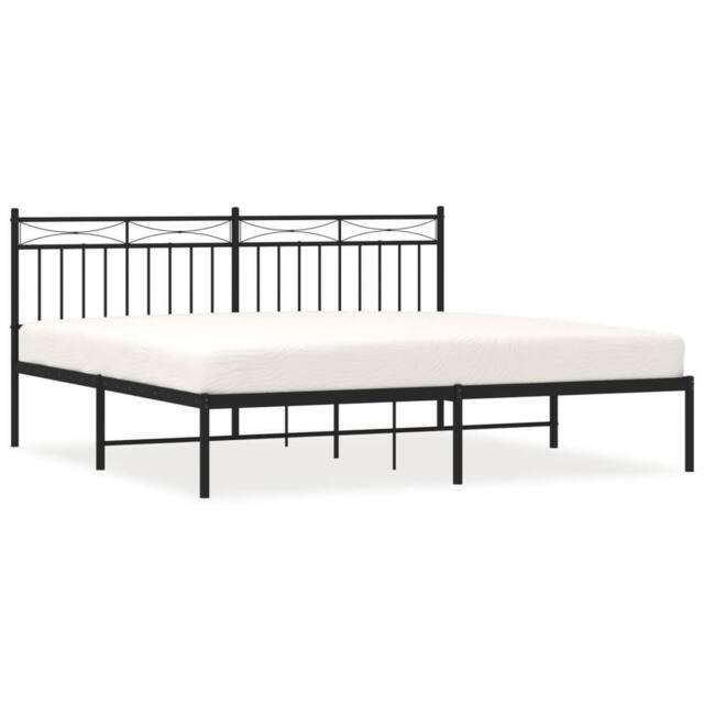 Berkfield Home Metal Bed Frame with Headboard Black 180x200 cm Super King - image 1