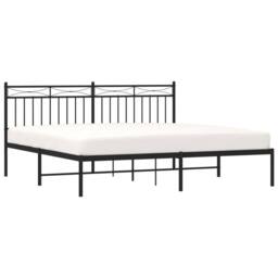 Berkfield Home Metal Bed Frame with Headboard Black 180x200 cm Super King - thumbnail 3