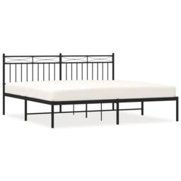 Berkfield Home Metal Bed Frame with Headboard Black 180x200 cm Super King - thumbnail 1