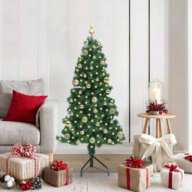 Berkfield Home Corner Artificial Christmas Tree Green 150 cm PVC & Metal - image 1