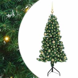 Berkfield Home Corner Artificial Christmas Tree Green 150 cm PVC & Metal - thumbnail 2