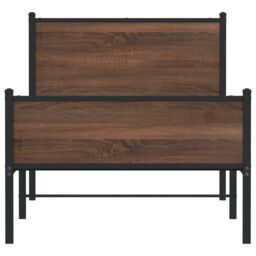 Berkfield Home Metal Bed Frame without Mattress Brown Oak 90x190 cm Single - thumbnail 5