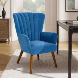 EONLION Modern Accent Chair Comfy Armchair in Blue - Size: 100 cm