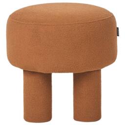 Wyld and Coco Boucle Orange Round Footstool Pouffe Upholstered Plywood Base Modern - thumbnail 5