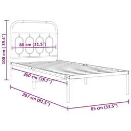 Berkfield Home Metal Bed Frame without Mattress with Headboard White 80x200cm - Size: 80x200 cm - thumbnail 8