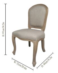 Dibor Set of 2 Rustic Vintage Loire Linen Solid Wood Frame Home Furniture Dining Chairs in Grey - thumbnail 2