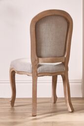 Dibor Set of 2 Rustic Vintage Loire Linen Solid Wood Frame Home Furniture Dining Chairs in Grey - thumbnail 3