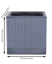 Dibor Small Slate Grey Ribbed Finish Fibre Clay Indoor Outdoor Garden Plant Pots Houseplant Flower Planter H25 x W25cm - thumbnail 7