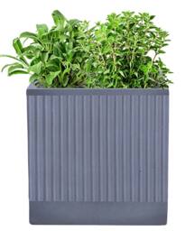 Dibor Small Slate Grey Ribbed Finish Fibre Clay Indoor Outdoor Garden Plant Pots Houseplant Flower Planter H25 x W25cm - thumbnail 2