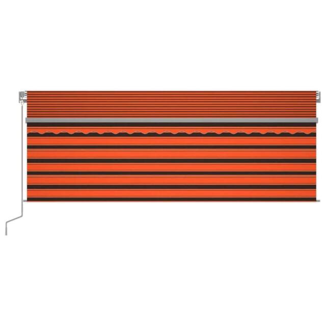 Berkfield Home Manual Retractable Awning with Blind&LED 4x3m Orange&Brown - image 1