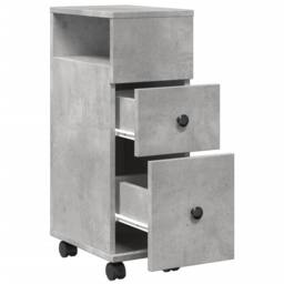 Berkfield Home Narrow Bathroom Cabinet with Wheels Concrete Grey Engineered Wood - thumbnail 7