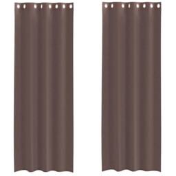 Berkfield Home Voile Curtains with Grommets 2 pcs Brown 140x260 cm - thumbnail 3